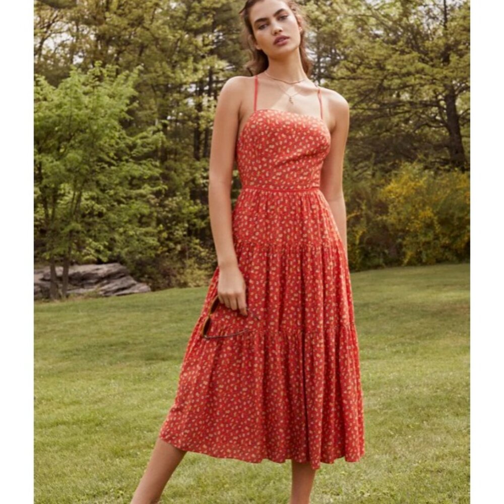 Urban Outfitters Sparks Fly Midi Summer Cotton Floral Backless Dress